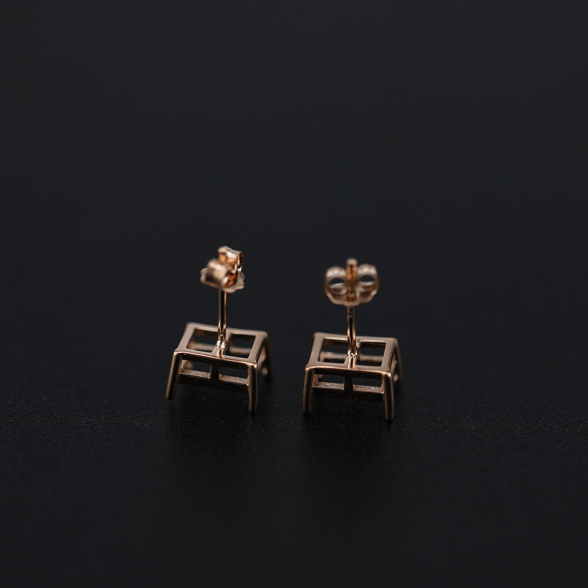 1Pair Multiple Size Prong Bezel Rose Gold Plated Solid 925 Sterling Silver Studs Earrings Blank Settings for Gemstone Moissanite 1706043 - Click Image to Close